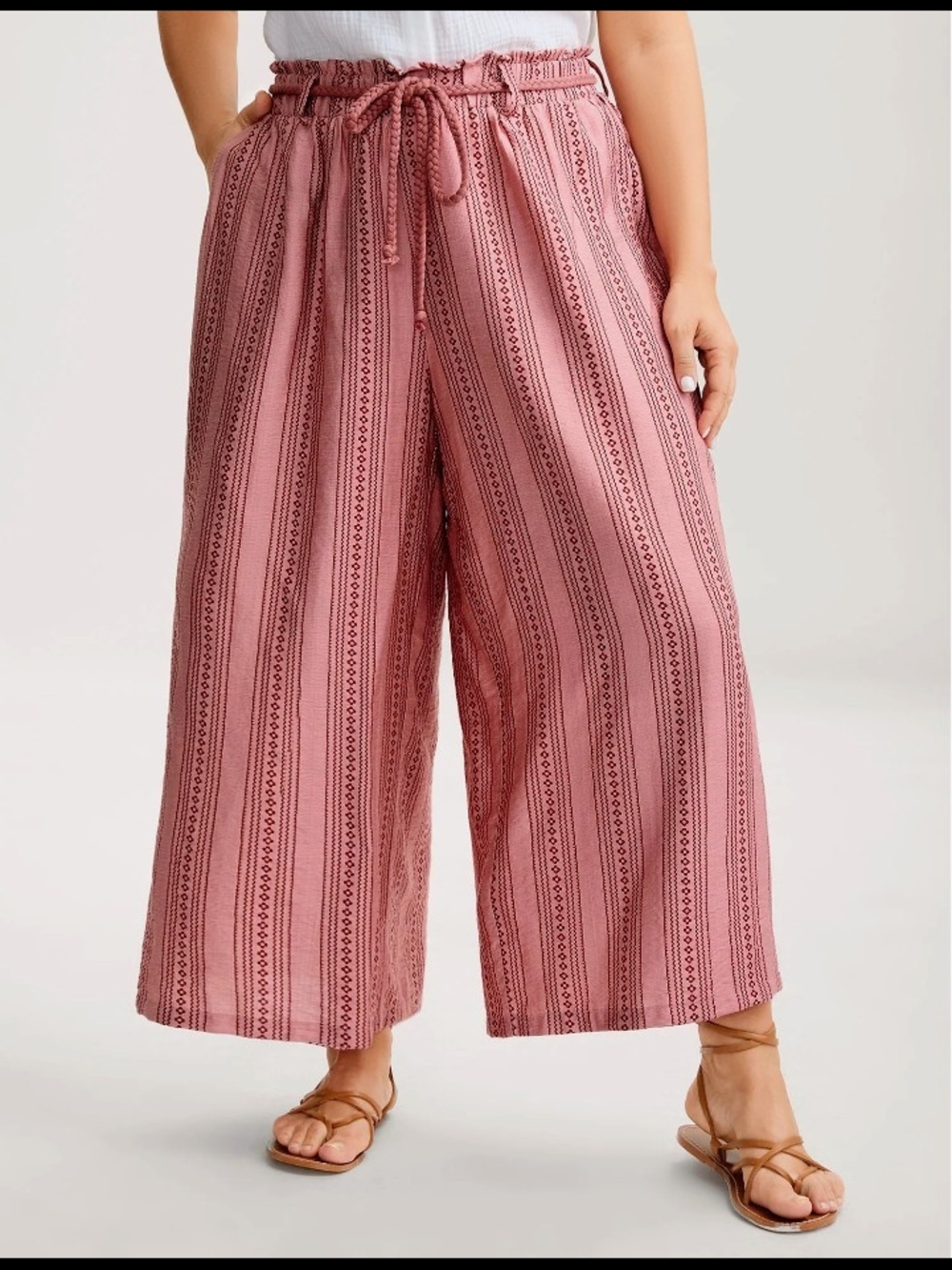 Bloomchic Women's Pink Wide-Leg Drawstring Pants